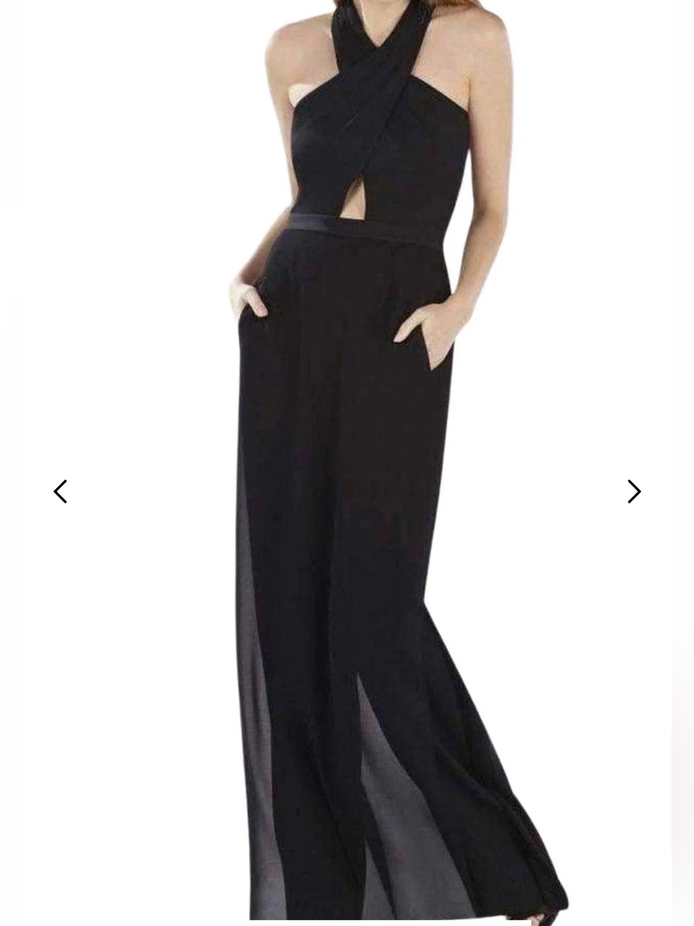 BCBGMaxAzria Josselyn Black Halter Top Jumpsuit